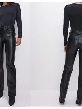 Good American Black Faux Leather Pants